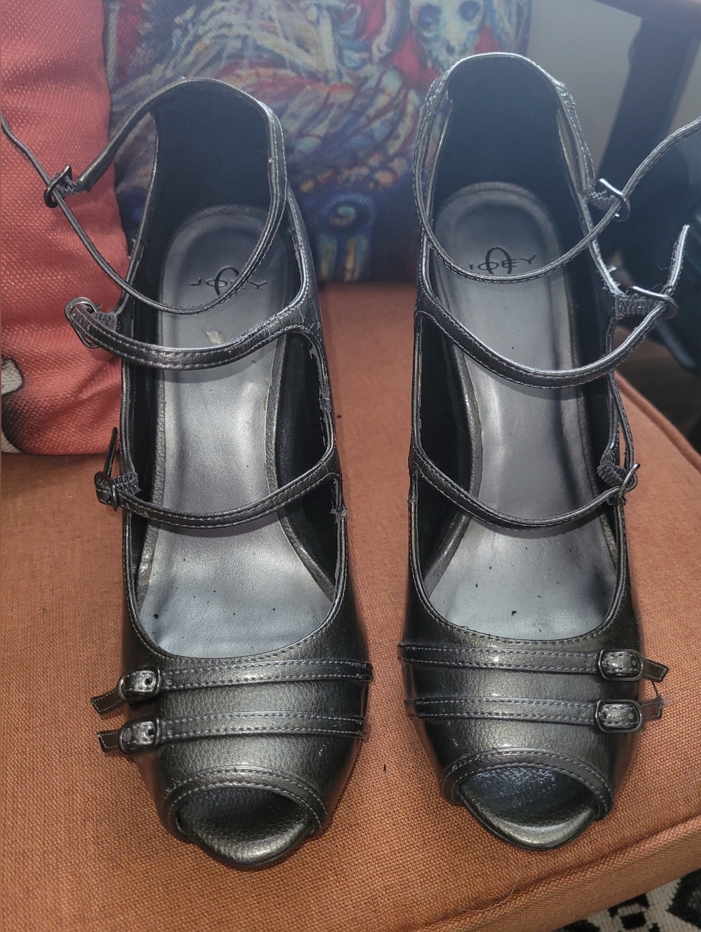 Women’s Gray Peep Toe Strappy Heels